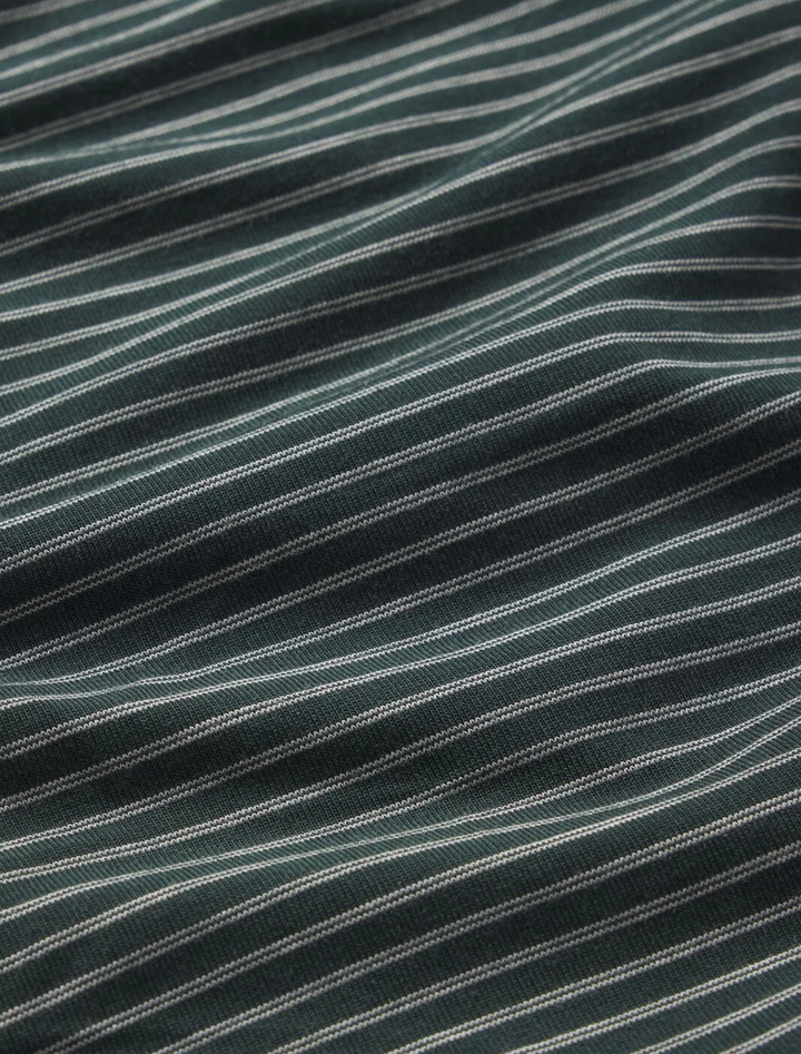 gisele pajama set in holly pine and ivory stripe print