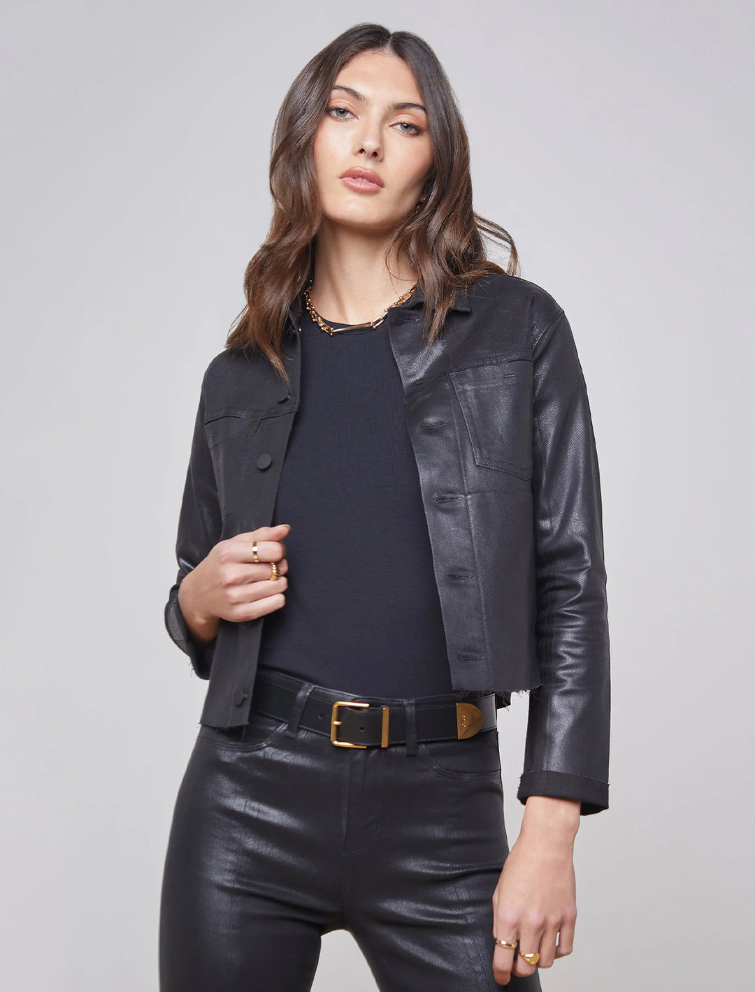 janelle jacket in coated black