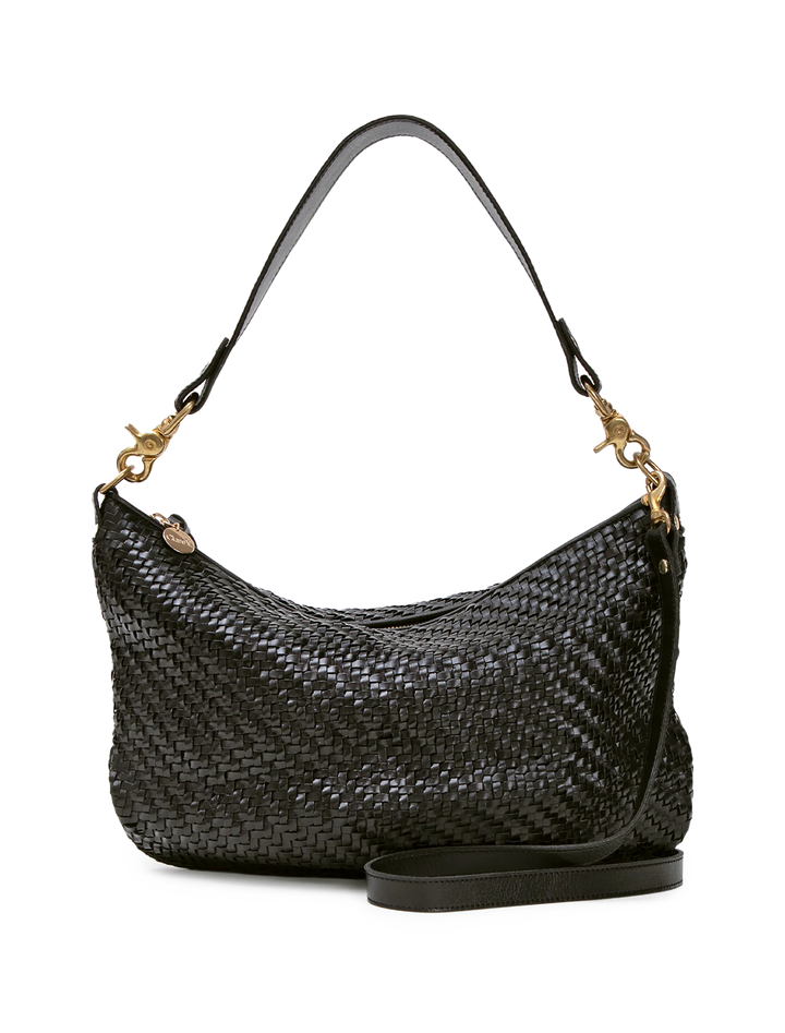 moyen messenger in black woven leather