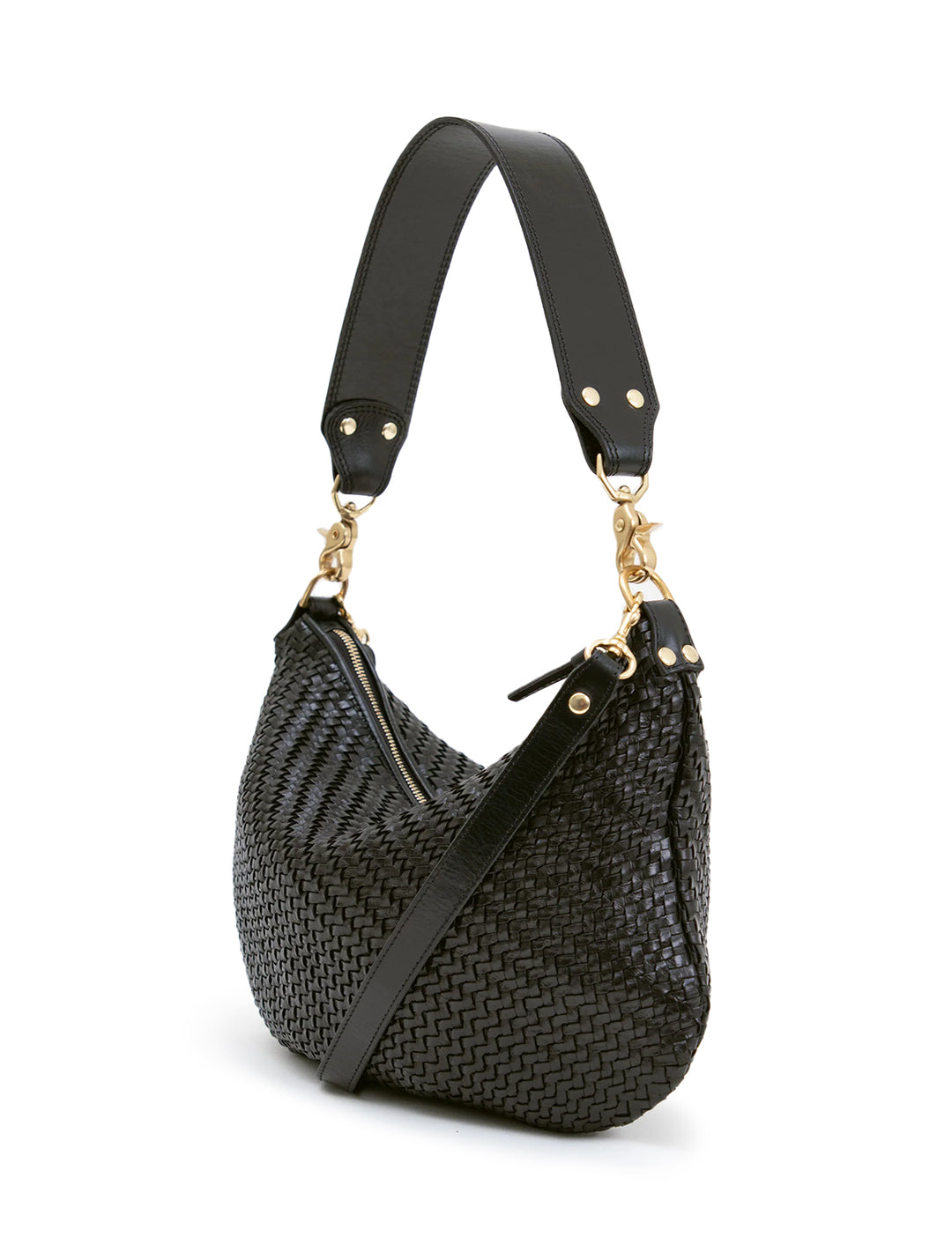 moyen messenger in black woven leather