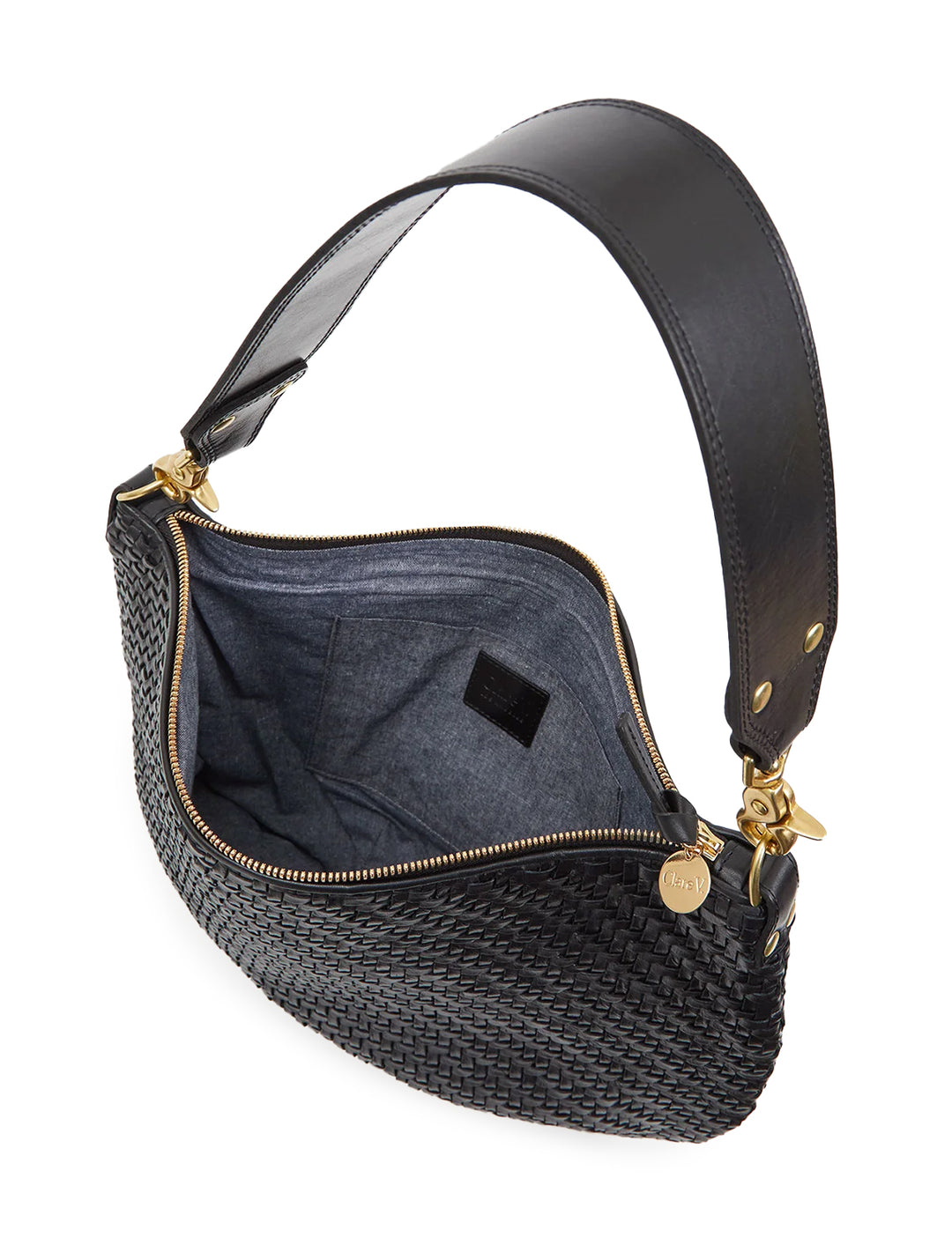 moyen messenger in black woven leather