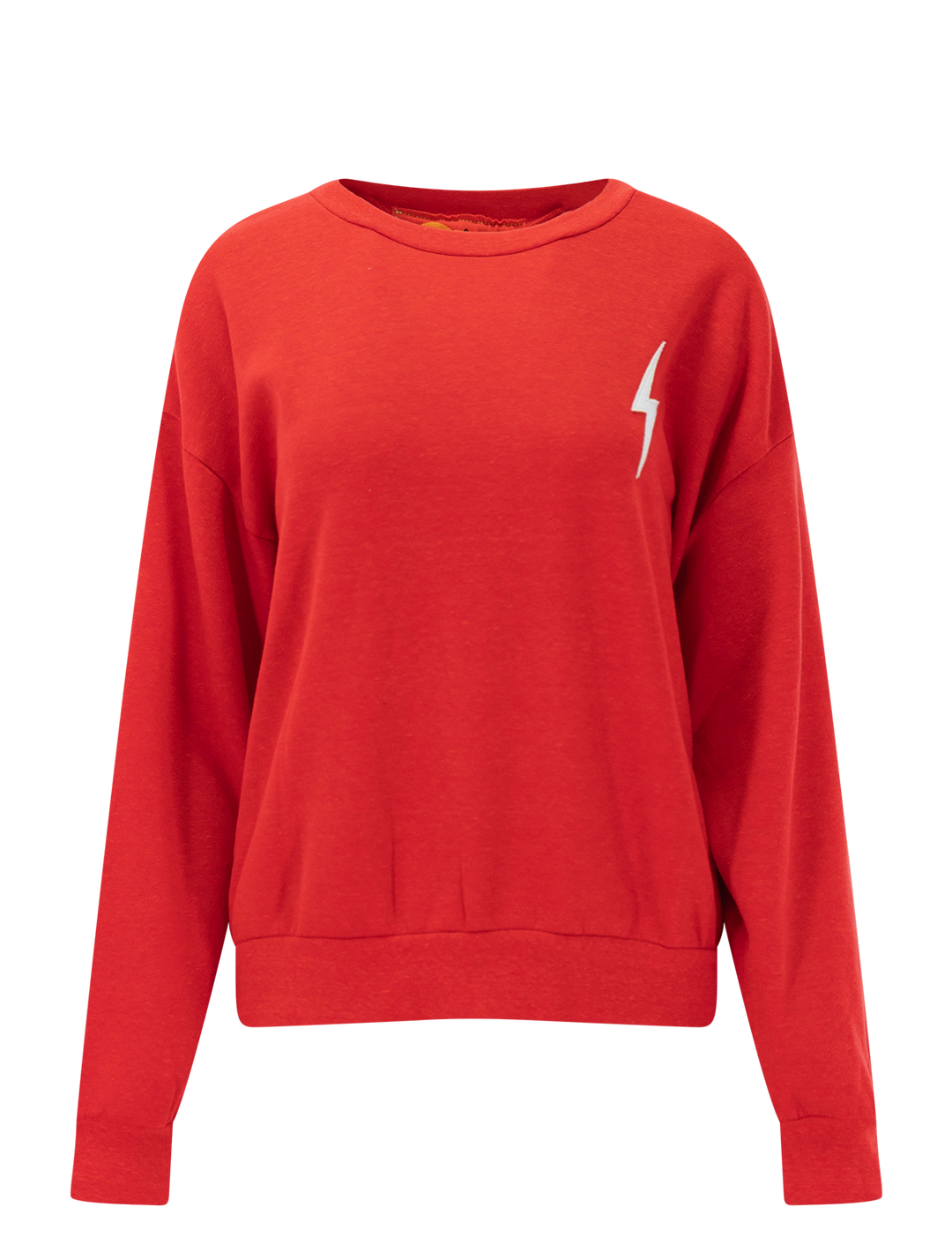 bolt stitch relaxed crew in red