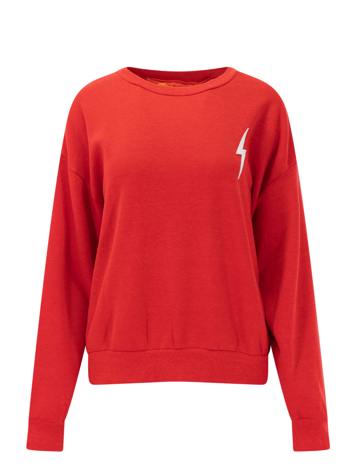 bolt stitch relaxed crew in red