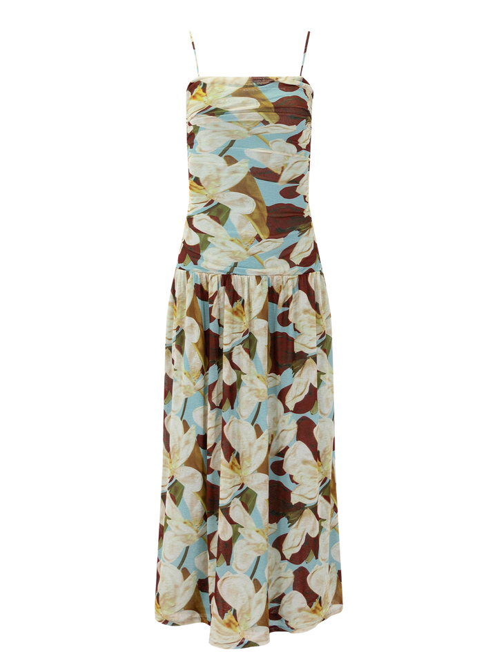 dolly dress in plumeria print