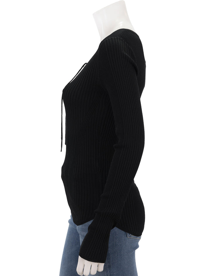 Side view of Rag & Bone's carrie lace up Vee in black.