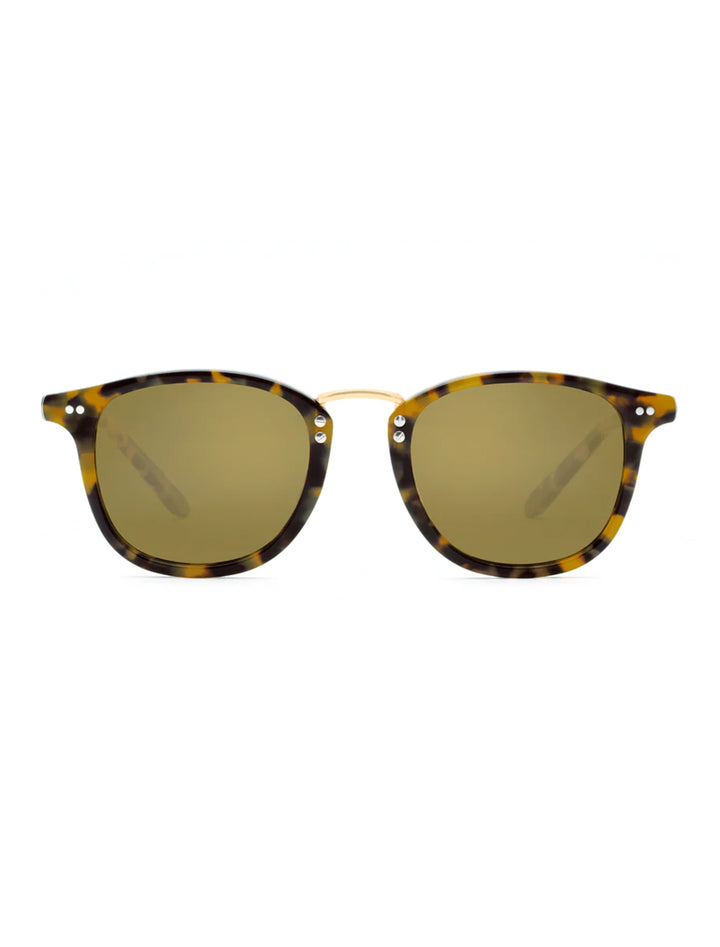 Front view of Krewe's franklin | blonde tortoise polarized 24k.