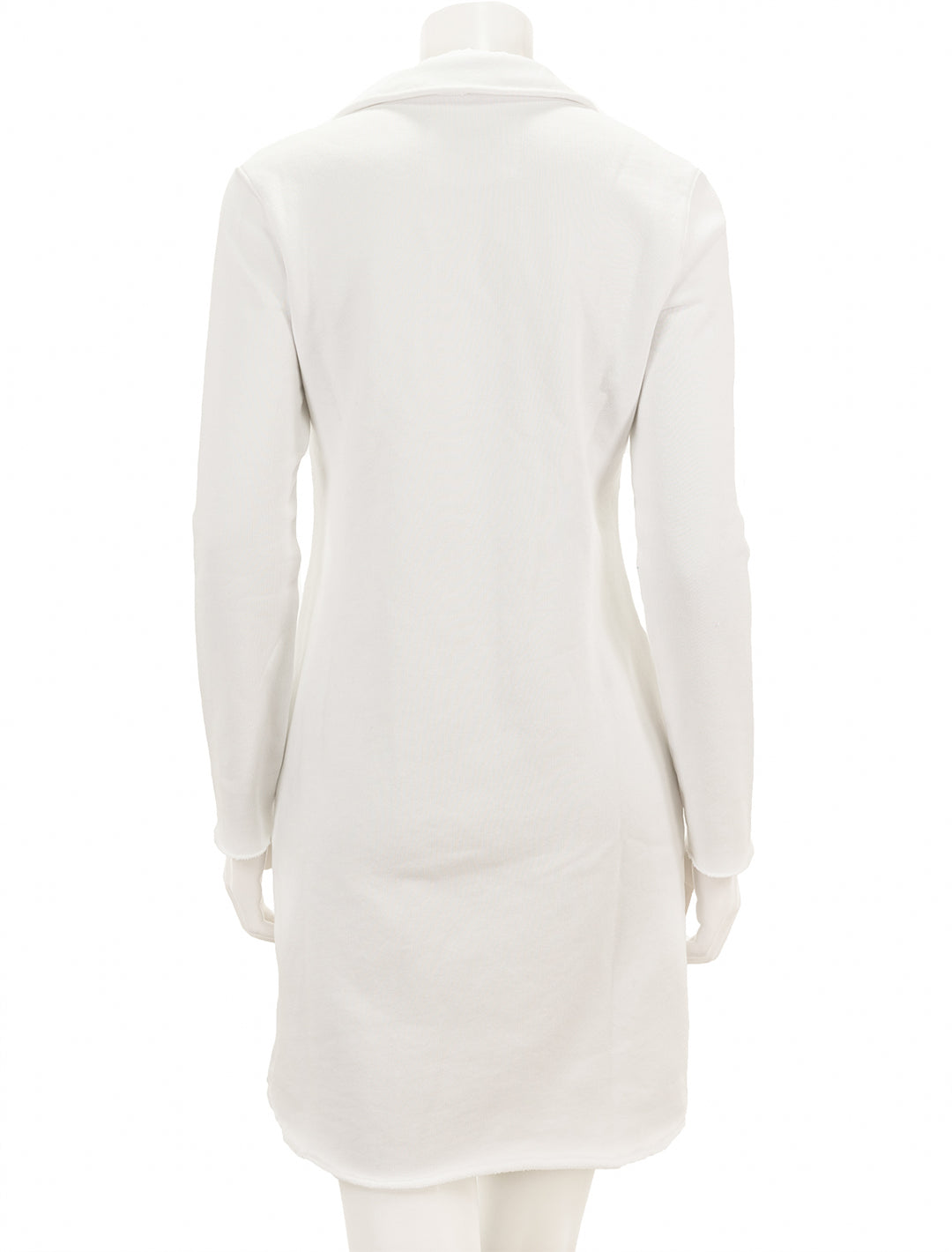 Back view of Frank & Eileen's long sleeve polo dress in white.