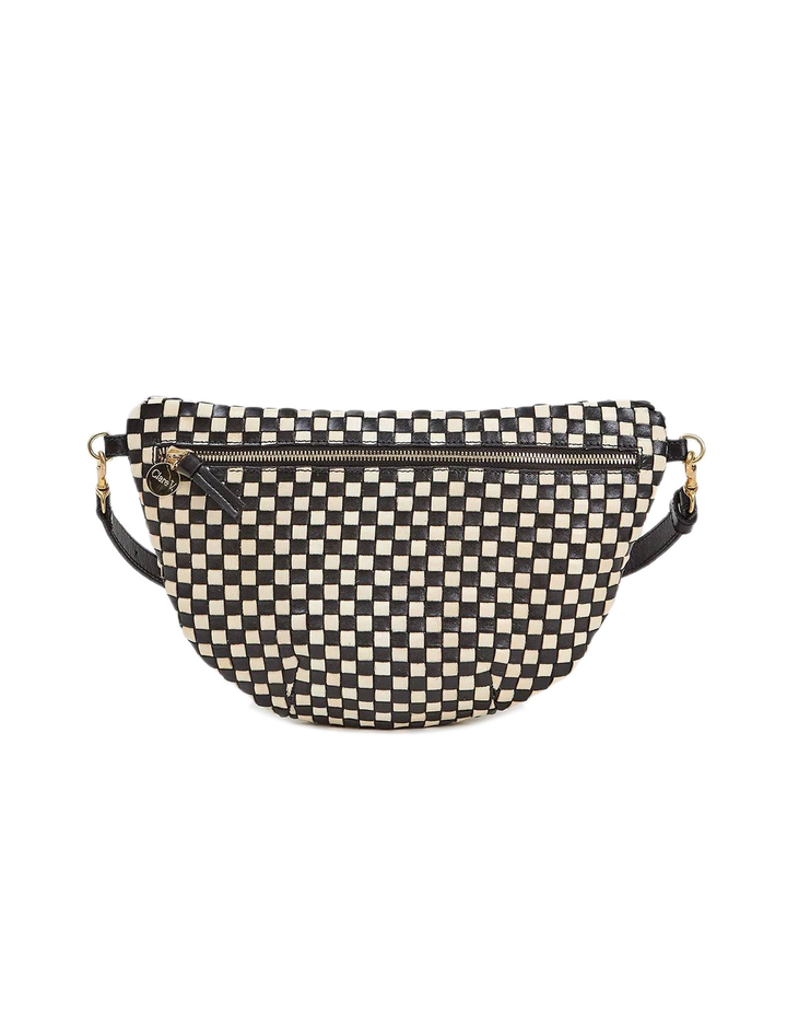 grand fanny in black and cream woven checker