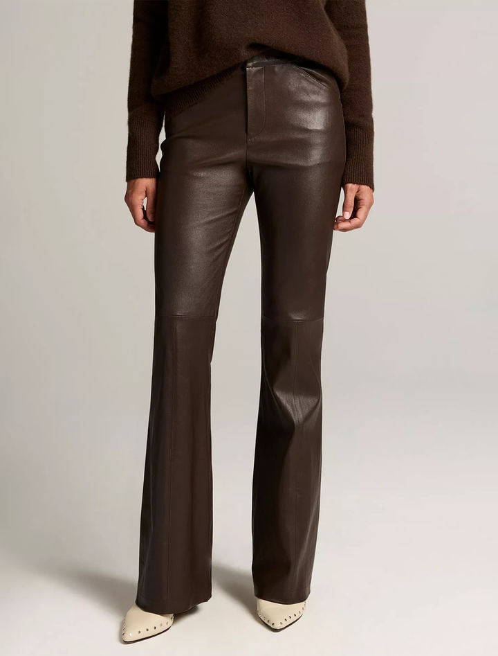 leather flare in smoked truffle