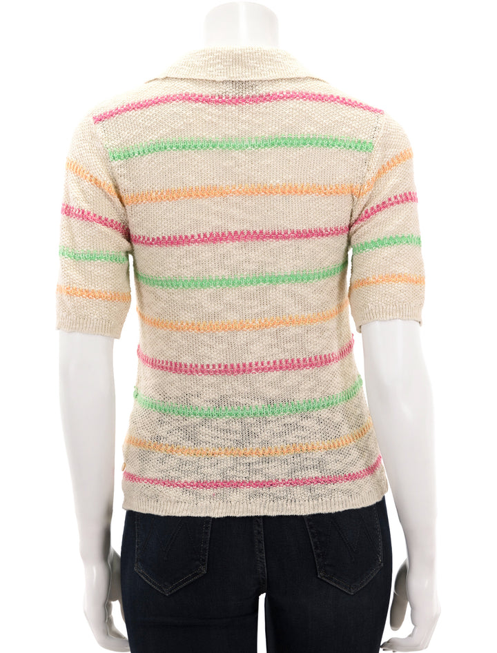 Back view of Scotch & Soda's striped polo sweater in vanilla multi.