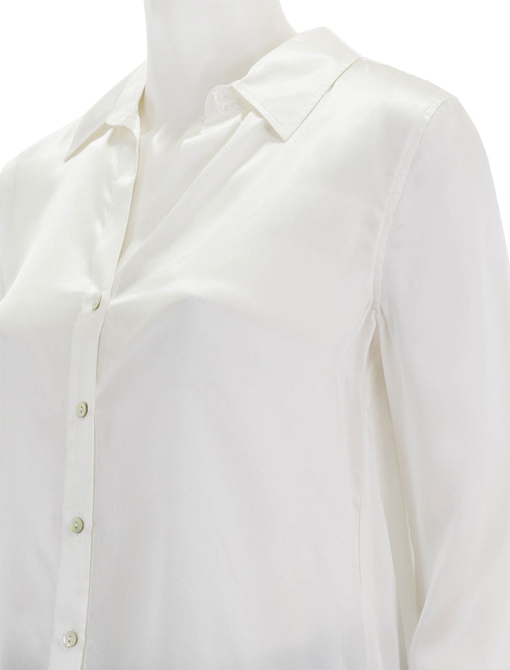 Close-up view of L'agence's tyler blouse in ivory.