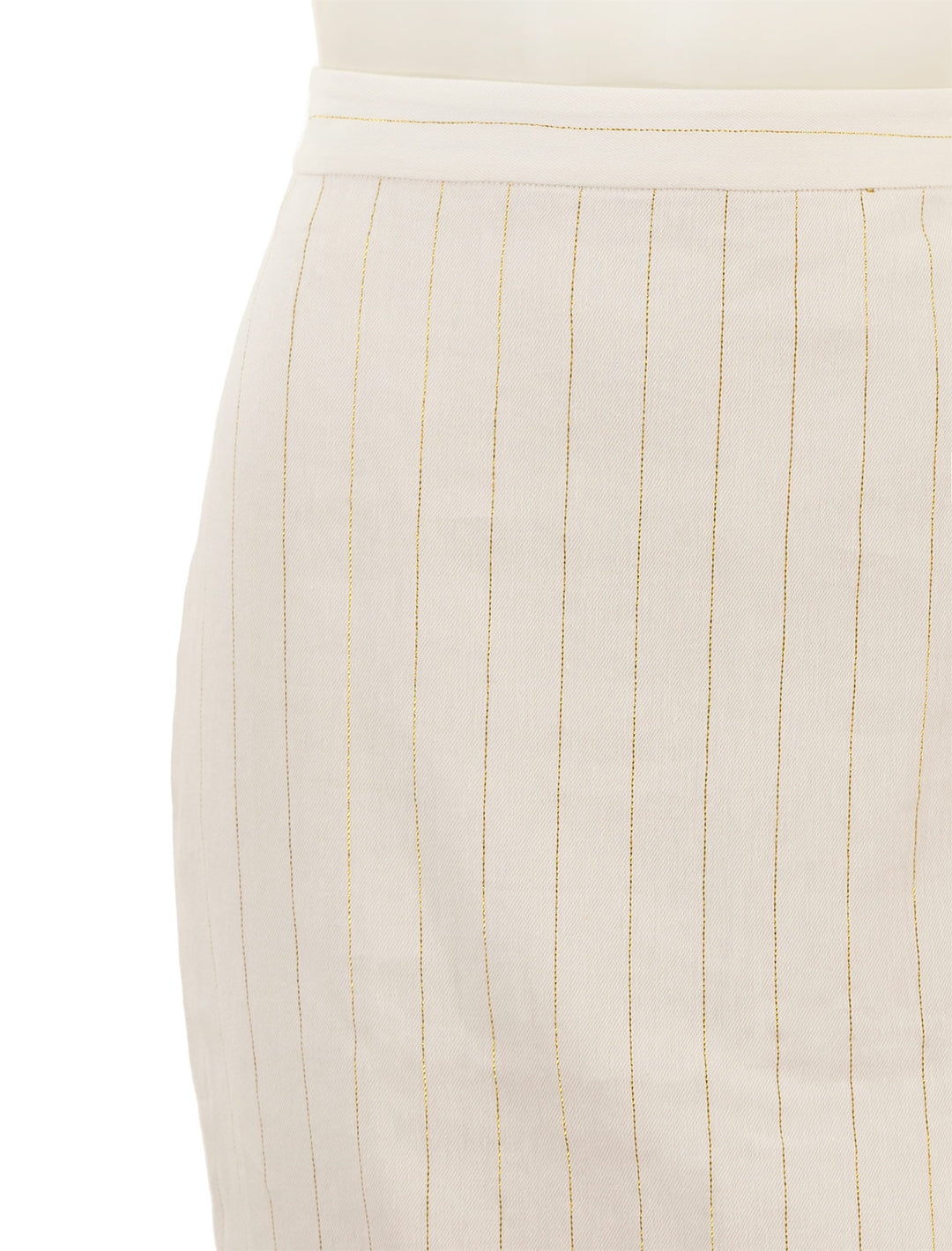 Close-up view of L'agence's julie tailored pencil skirt.