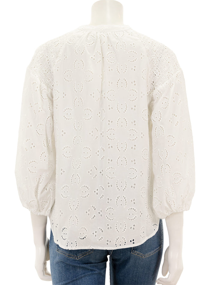 Back view of Splendid's taylor eyelet top in white.