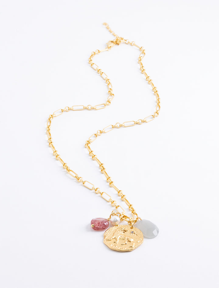 coin charm necklace in gold