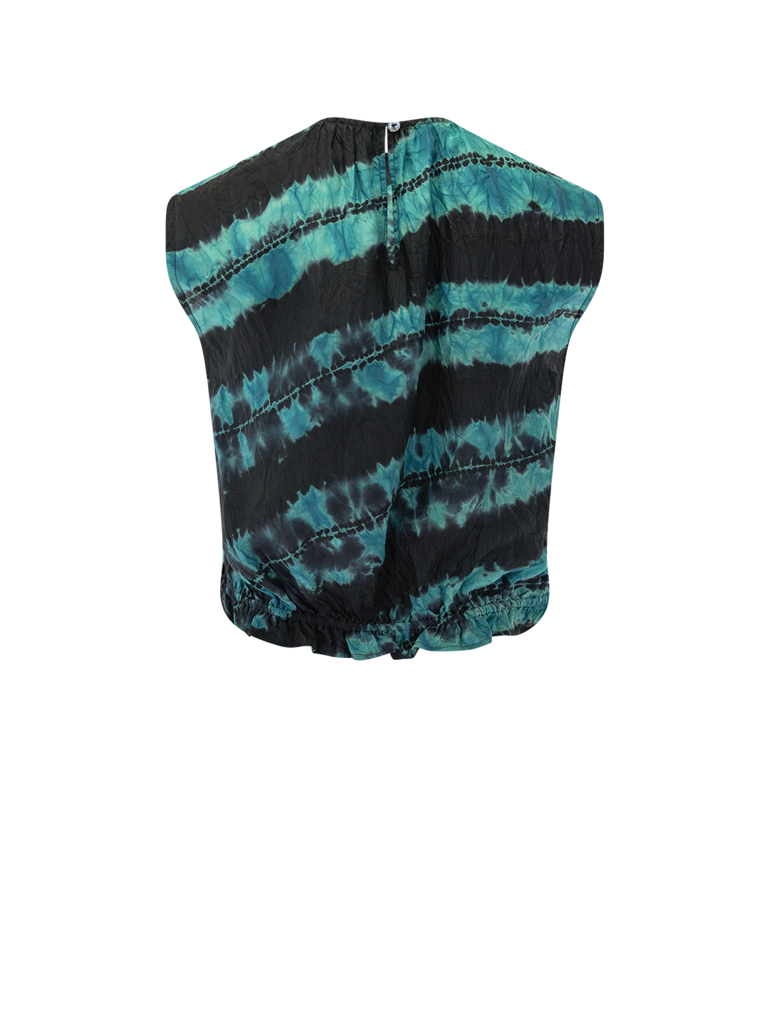 kaia shibori dyed top on habotai silk in malachite