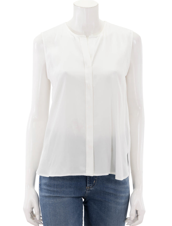 Front view of ATM's sleeveless silk top in chalk.