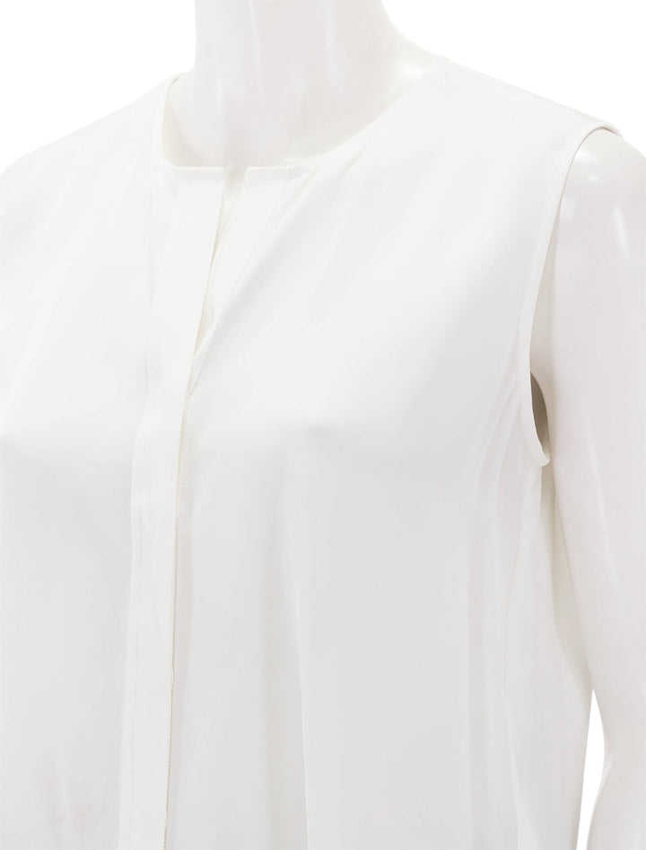 Close-up view of ATM's sleeveless silk top in chalk.
