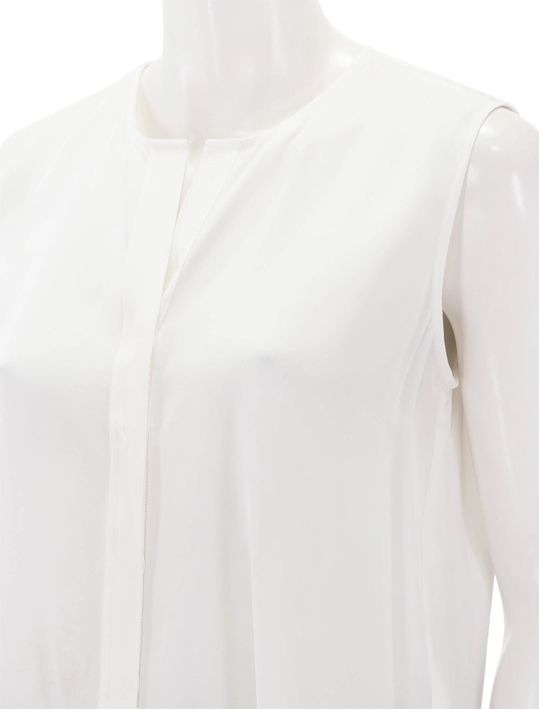 Close-up view of ATM's sleeveless silk top in chalk.