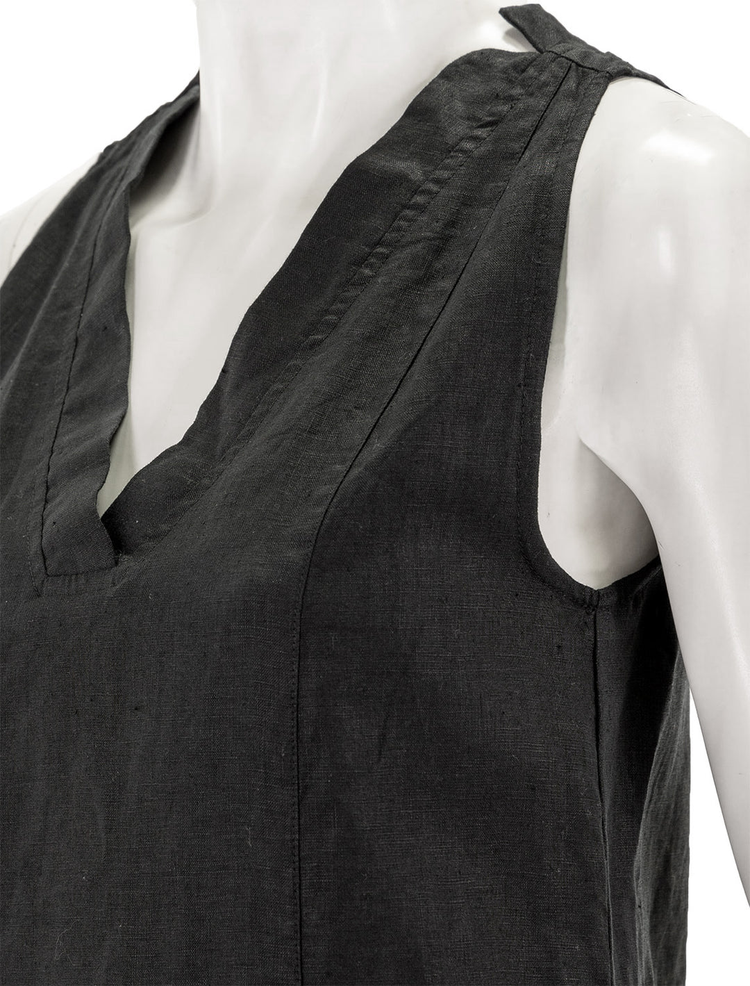 Close-up view of Splendid's nolan dress in black.