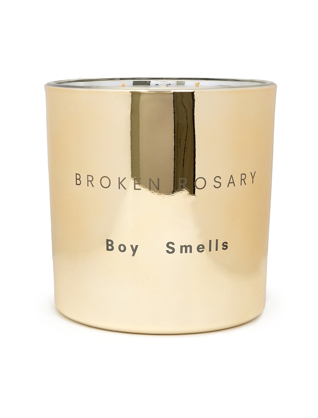 Front view of Boy Smells' broken rosary magnum candle.