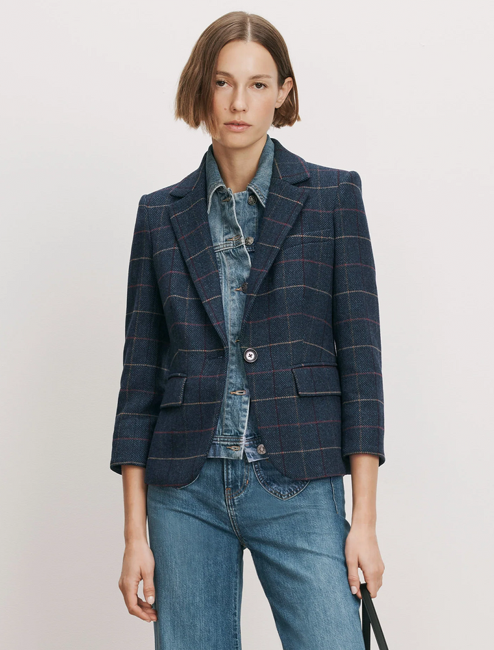 schoolboy blazer in teal plaid