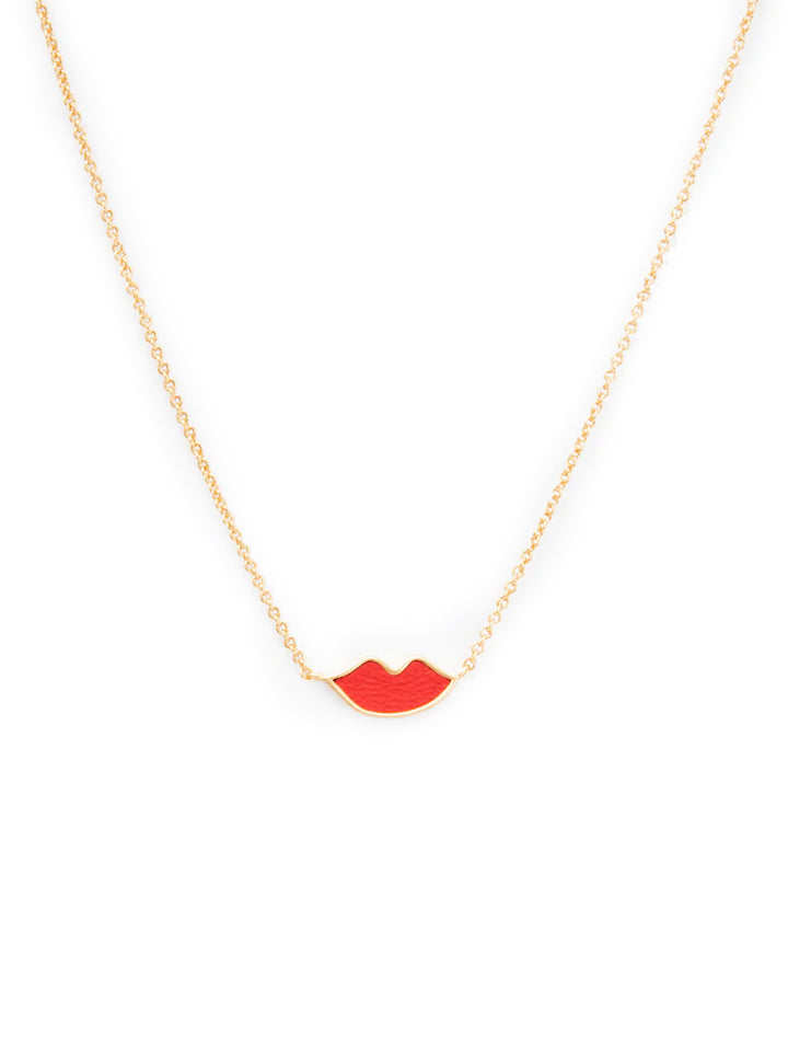 Front view of Clare V.'s Lips Necklace in Gold.