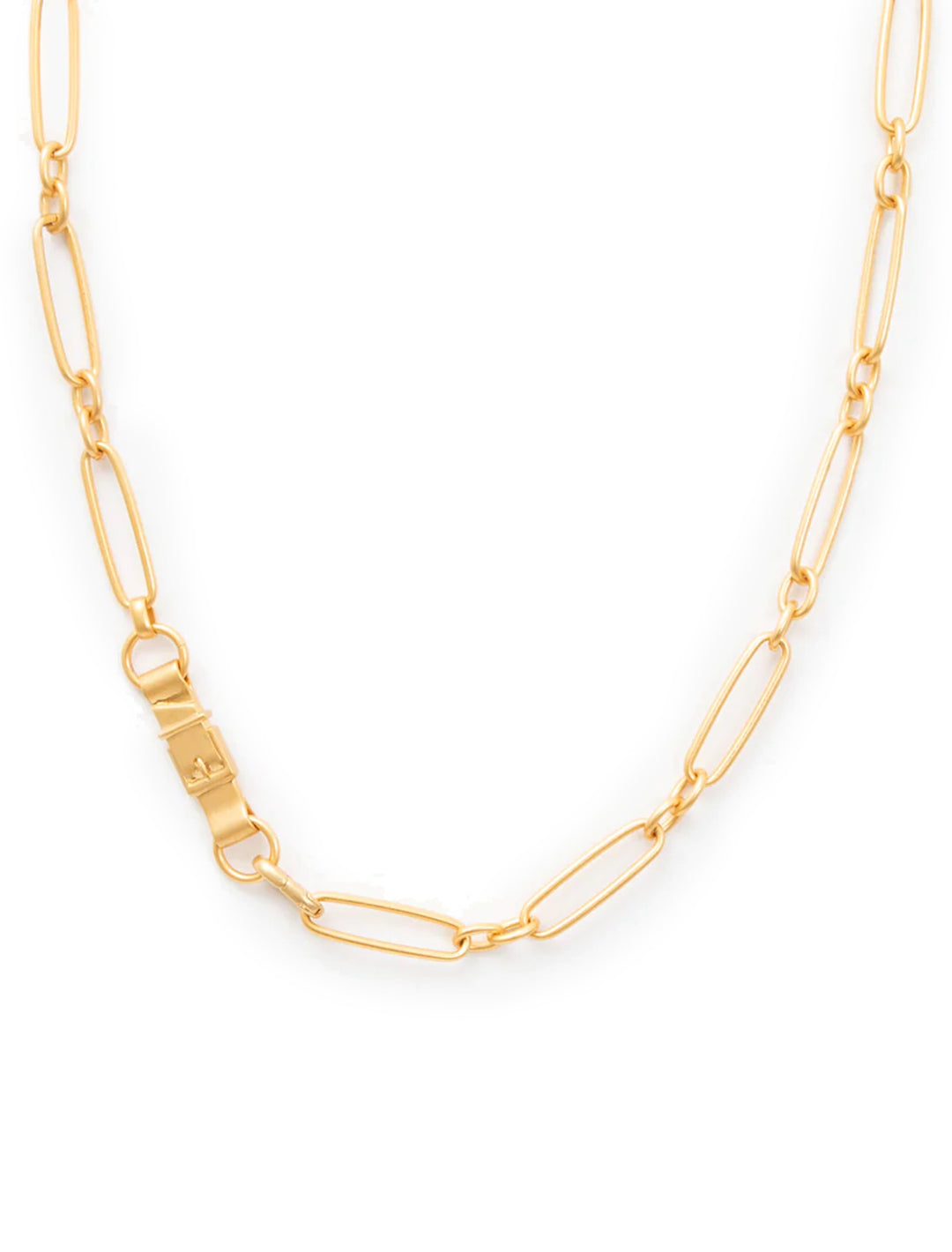 Front view of Clare V.'s convertible chain necklace in gold.
