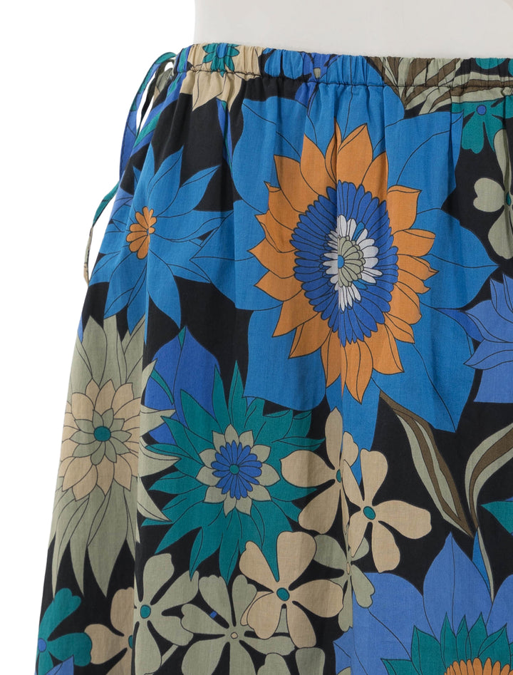 Close-up view of Rails' beech skirt in azul wildflower.