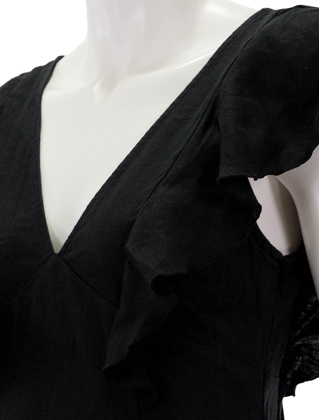 Close-up view of Rails' constance dress in black.