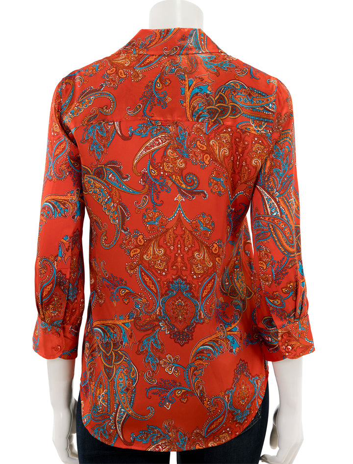 Back view of L'agence's dani shirt in fire red paisley.
