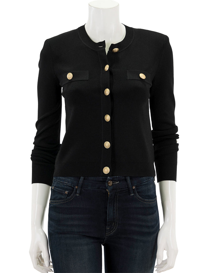 Front view of L'agence's toulouse crop cardigan in black.