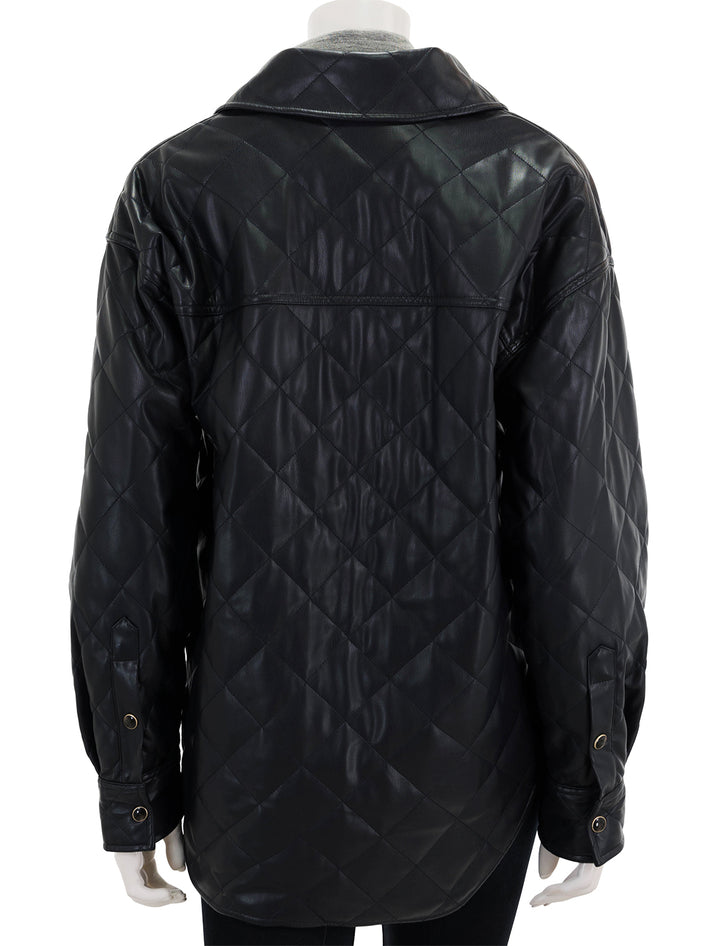 Back view of Scotch & Soda's faux leather quilted shirt jacket in night.