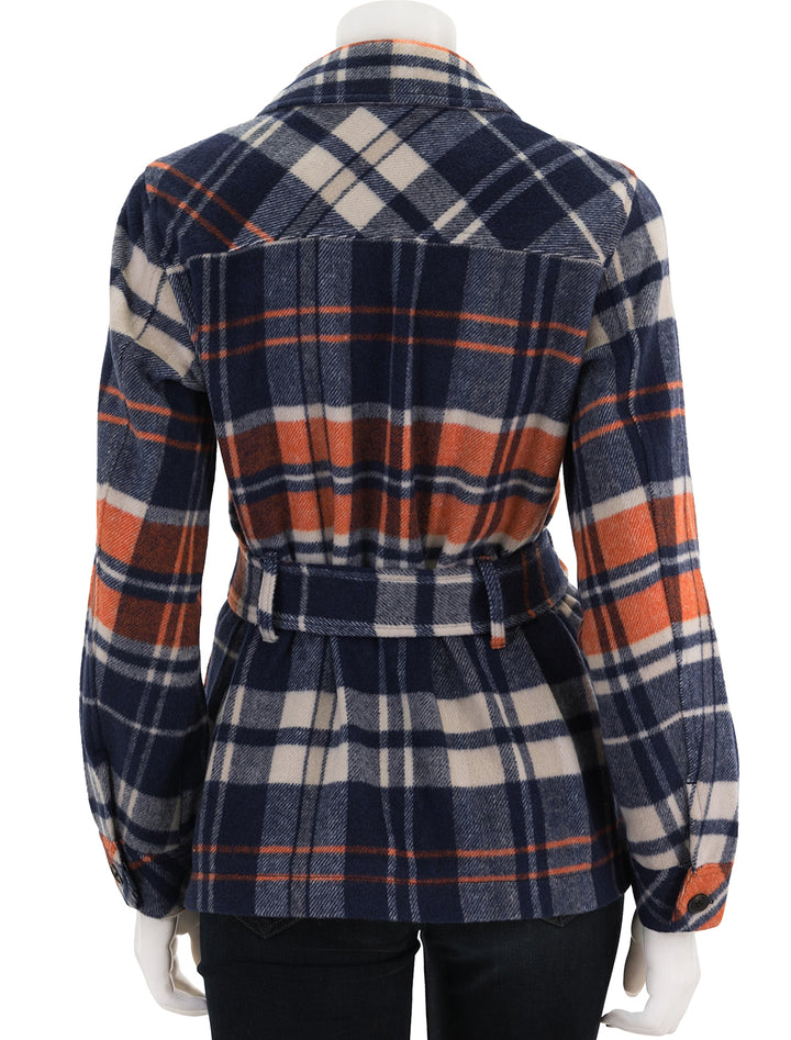 Back view of Scotch & Soda's Wool Bend Checked Belted Overshirt.