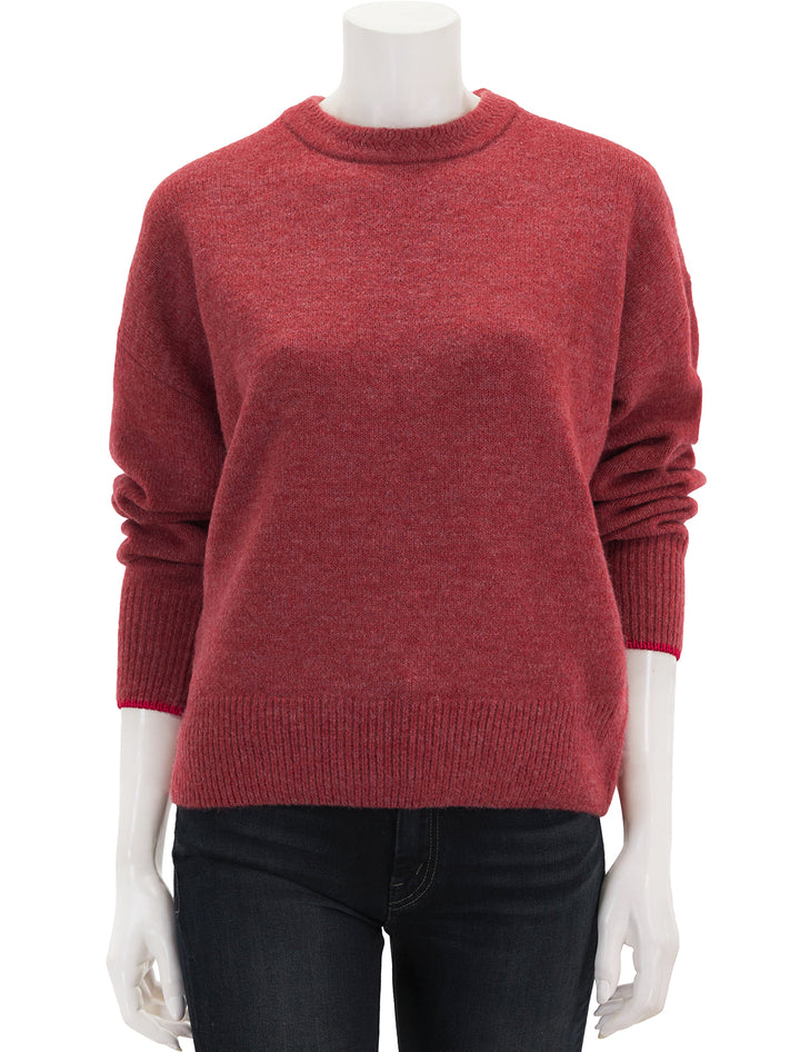 Front view of Scotch & Soda's soft crew pullover in cayenne melange.