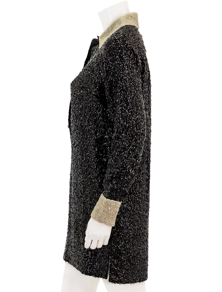 Side view pf Scotch & Soda's sequin mini dress in black.
