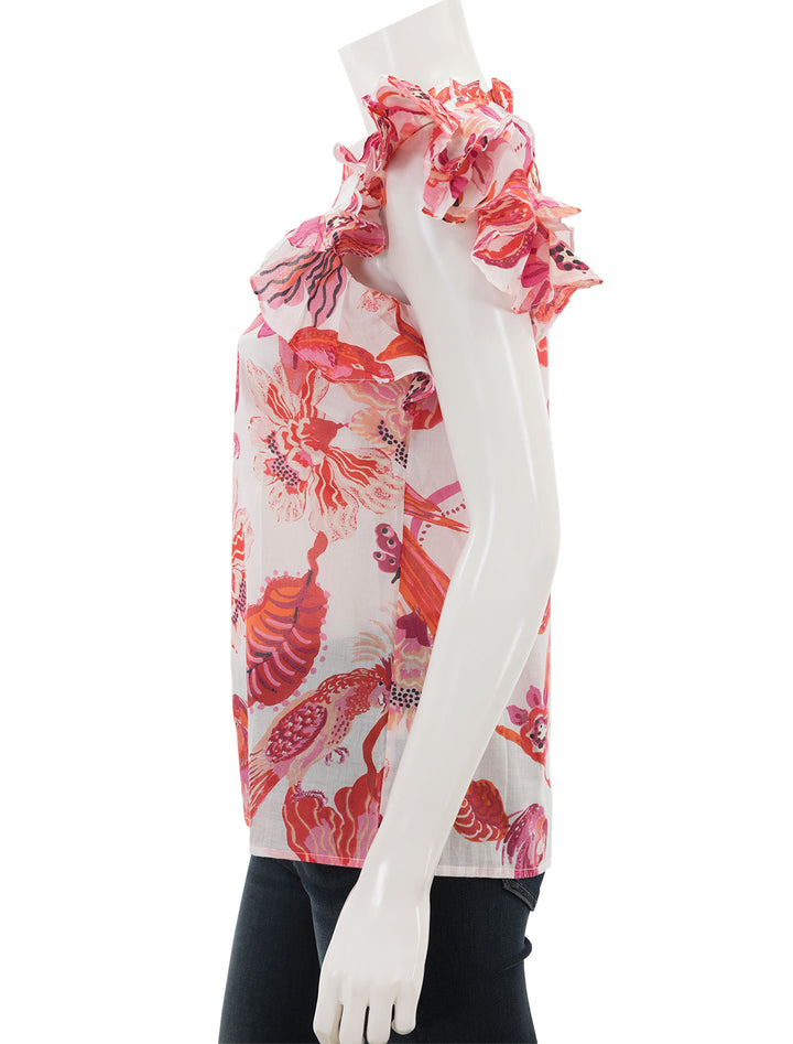Side view of Banjanan's klara top in scarlet.