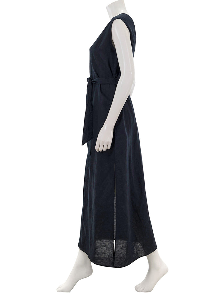 Side view of Splendid's mabel maxi dress in navy.