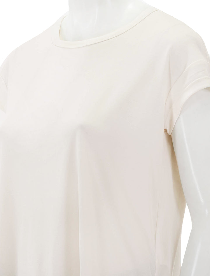 Close-up view of Splendid's arlo sandwashed tee in moonstone.