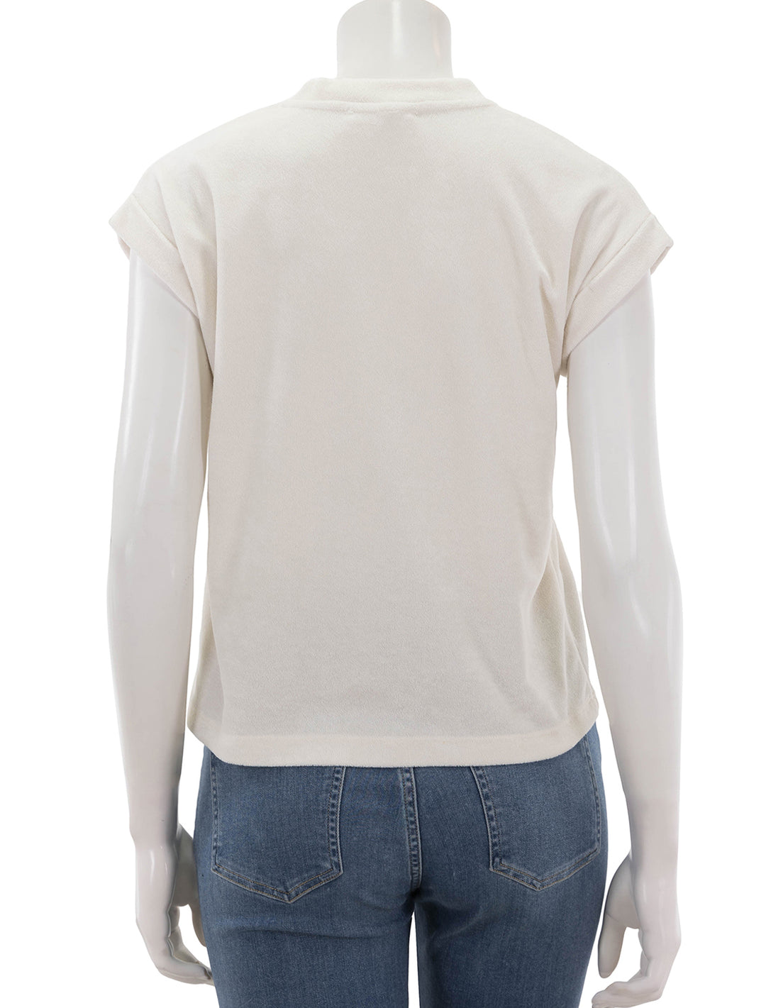 Back view of Splendid's towel terry sweatshirt in moonstone.
