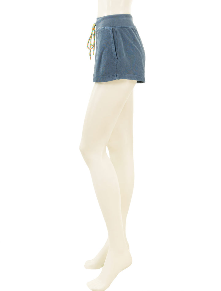 Side view of Sundry's drawstring shorts in pigment nightshade.
