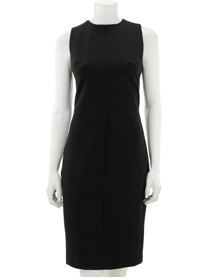 Front view of Vince's seamed front sheath dress in black.