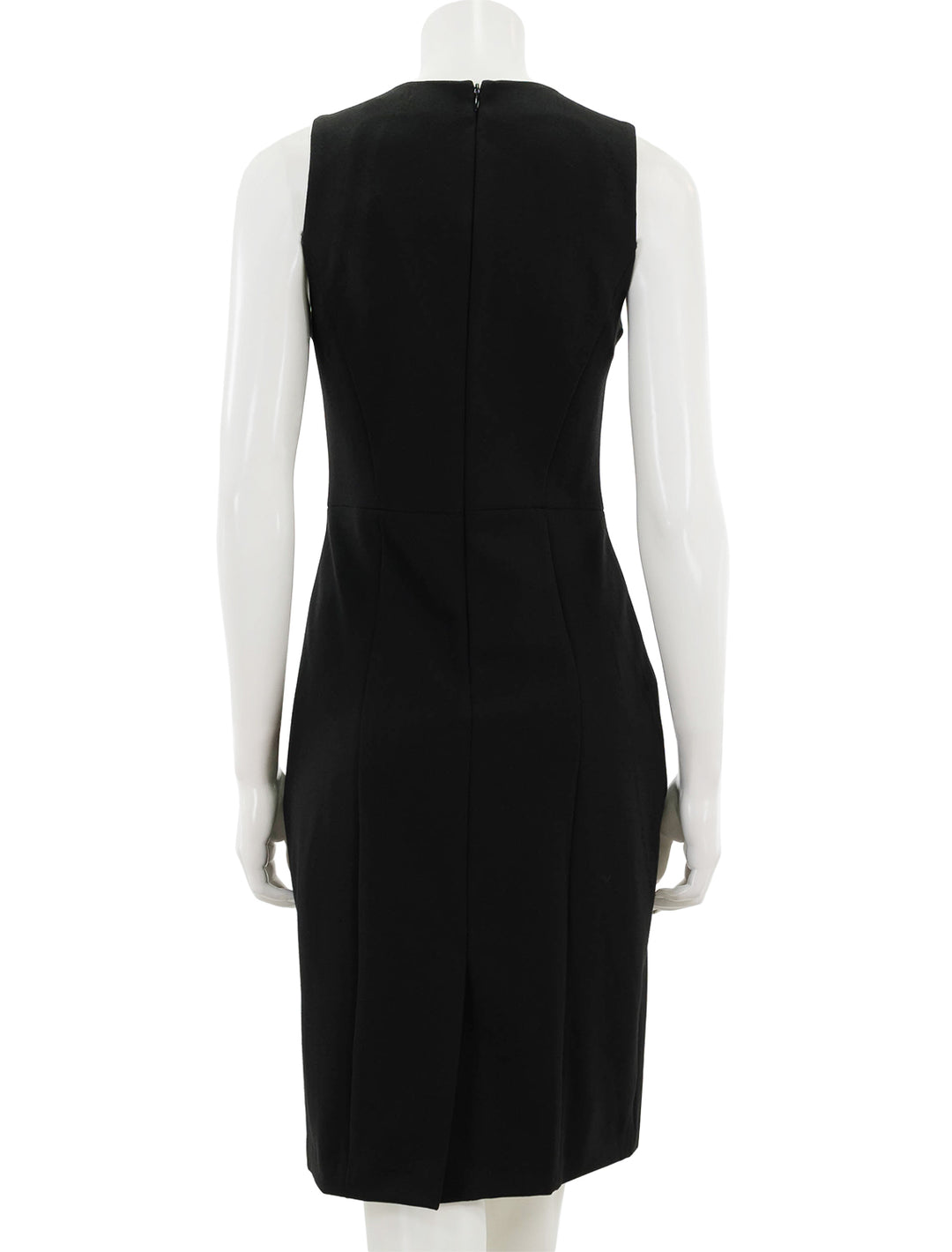 Back view of Vince's seamed front sheath dress in black.