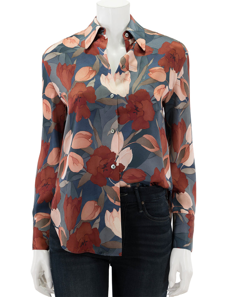 front view of nouveau magnolia long sleeve relaxed shirt