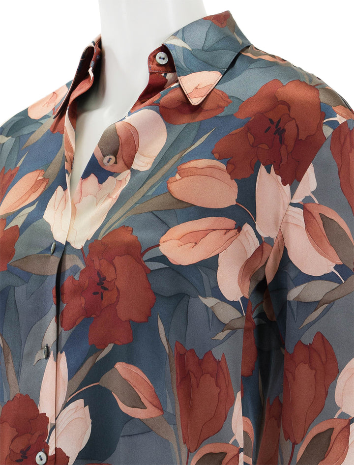 close up view of nouveau magnolia long sleeve relaxed shirt