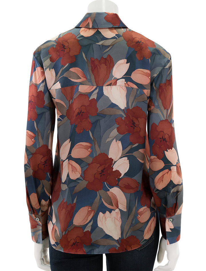 back view of nouveau magnolia long sleeve relaxed shirt