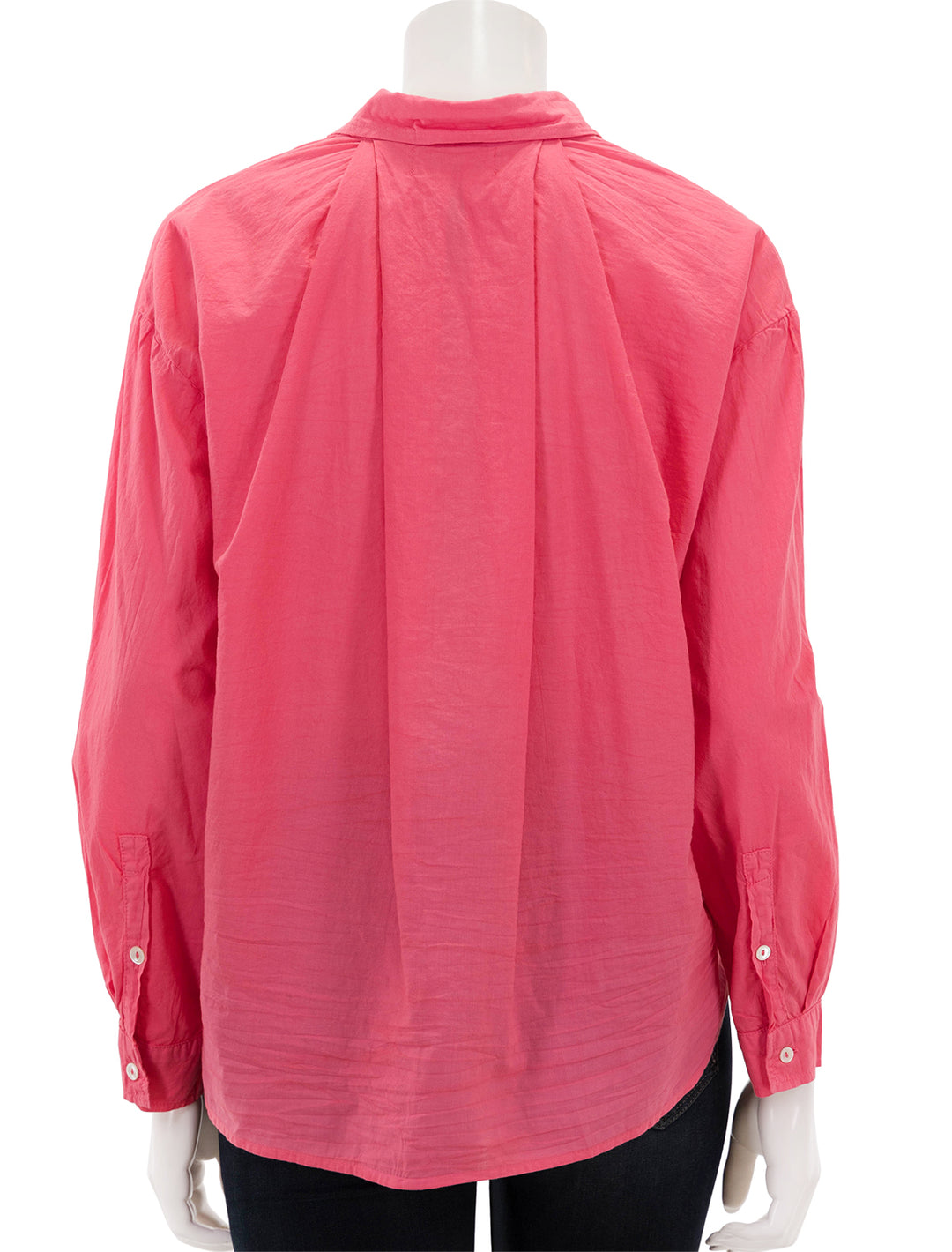 Back view of Velvet Brand's devyn shirt in rosebud.