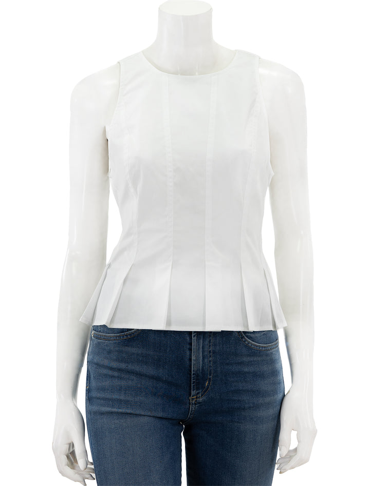 Front view of Veronica Beard's olympia top in white.