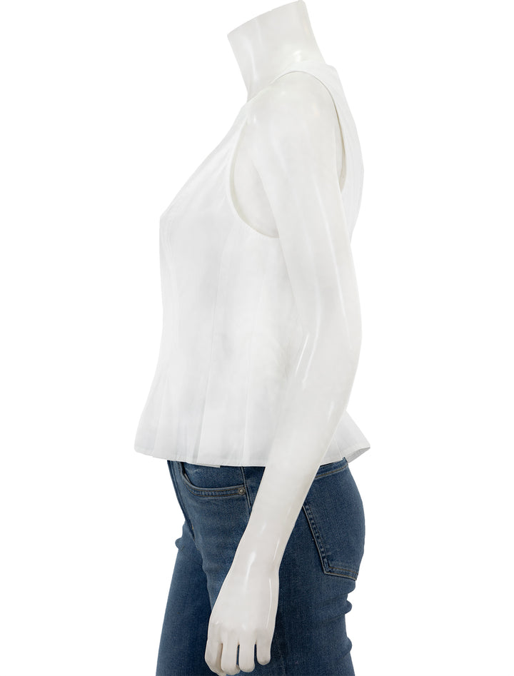 Side view of Veronica Beard's olympia top in white.