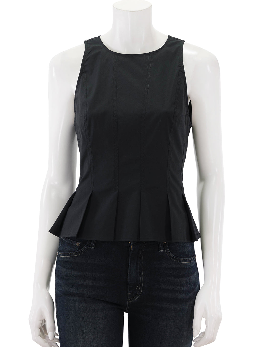 Front view of Veronica Beard's olympia top in black.