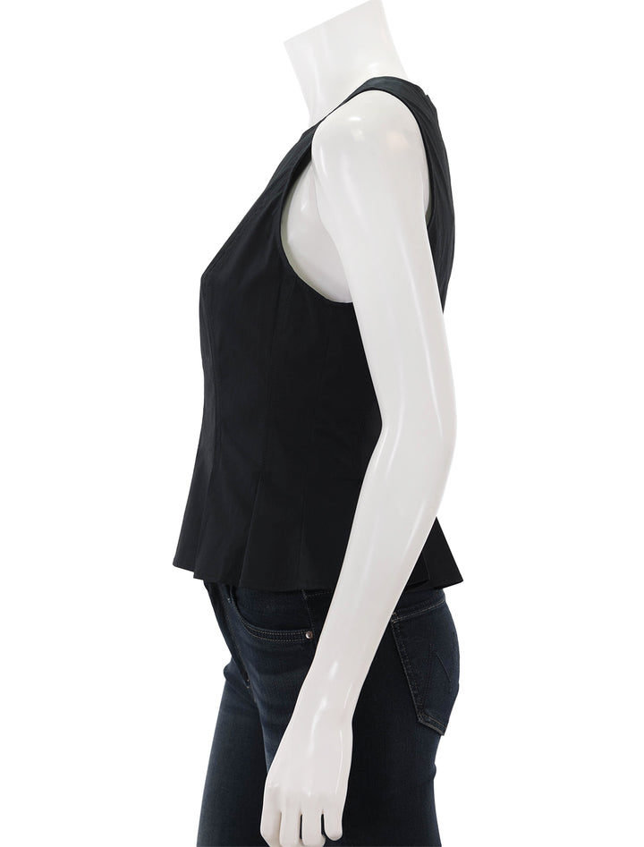 Side view of Veronica Beard's olympia top in black.